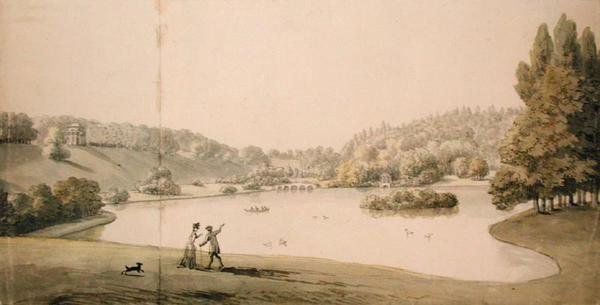 Stourhead, ok. 1780 (akwarela i ołówek na papierze) autorstwa Copplestone Warre Bamfylde