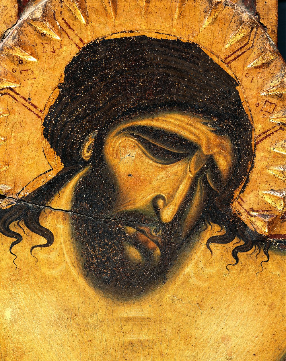 Twarz cierpiącego Jezusa, fragment Krucyfiksu autorstwa Coppo di Marcovaldo (ok. 1220-po 1276) autorstwa Coppo di Marcovaldo