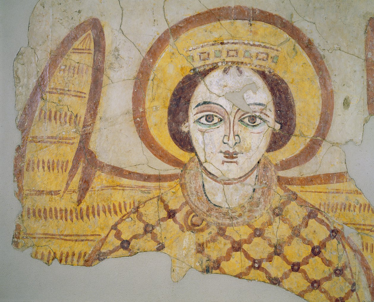 Archanioł w koronie z rozpostartymi skrzydłami, z katedry w Faras, Sudan autorstwa Coptic