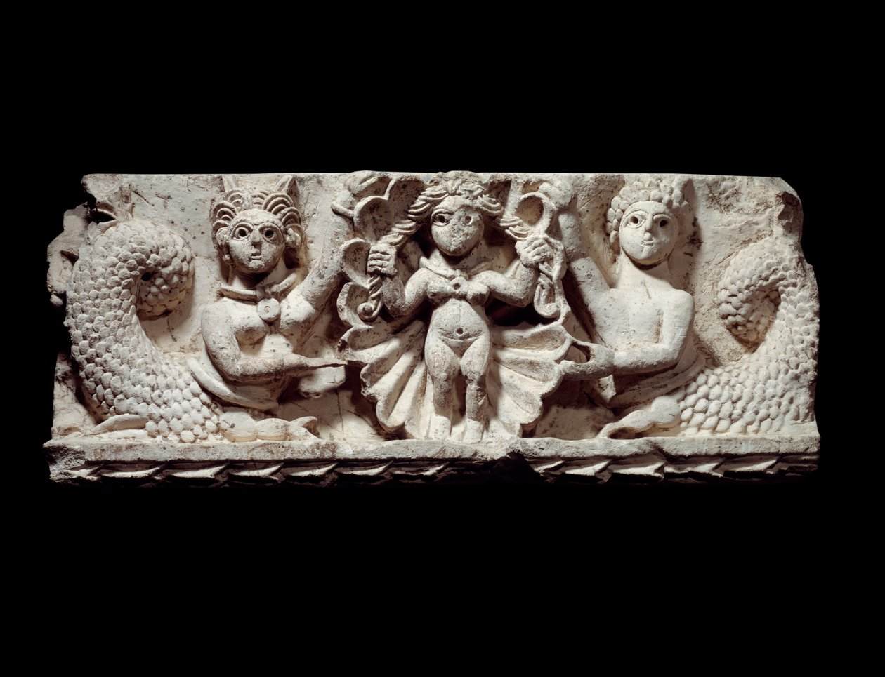 Sztuka koptyjska: narodziny Wenus (Afrodyty). relief wapienny z Egiptu. V wiek naszej ery. Słońce 0,71x0,29 m Paryż, musee du Louvre autorstwa Coptic