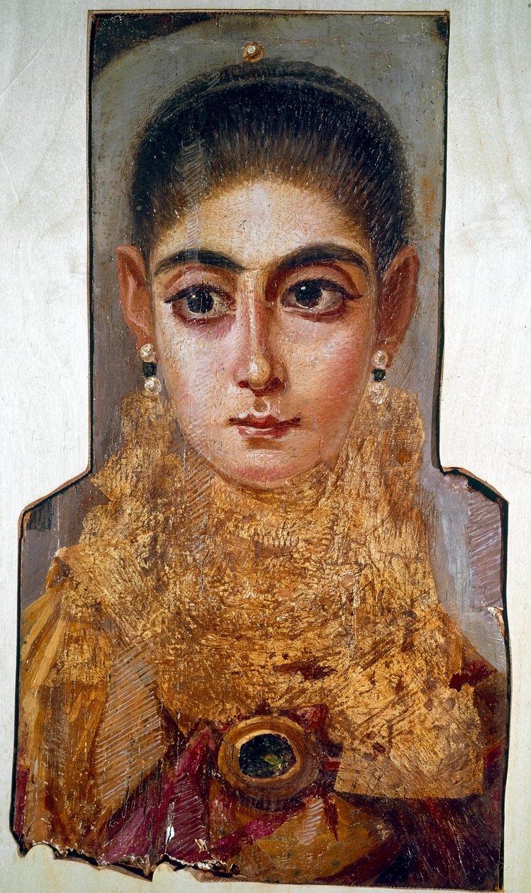 Sztuka koptyjska: młoda kobieta zwana „Europejką” Fajum (Fajum) (ok. 160 ne) Malowanie woskiem na drewnie. Paryż, Luwr autorstwa Coptic