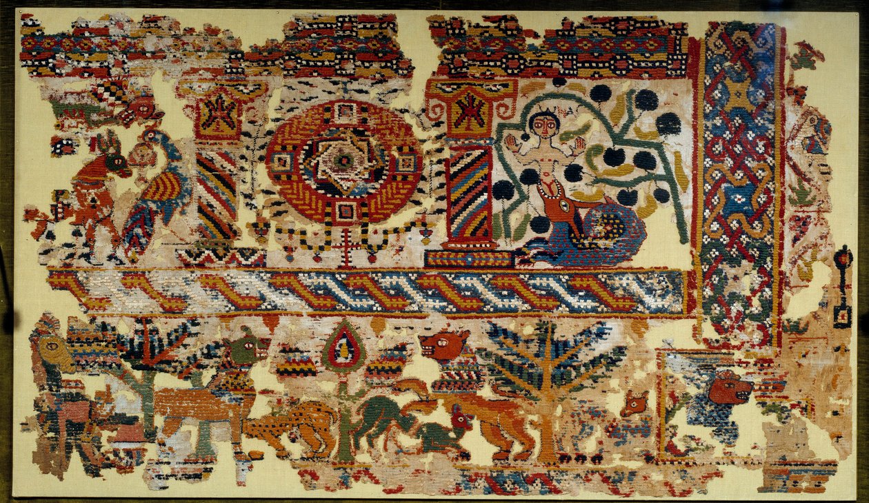 Sztuka koptyjska: zasłony triumfu krzyża. Wymiary: 1,20 x 2,10m. Paryż, Musee du Louvre autorstwa Coptic Coptic