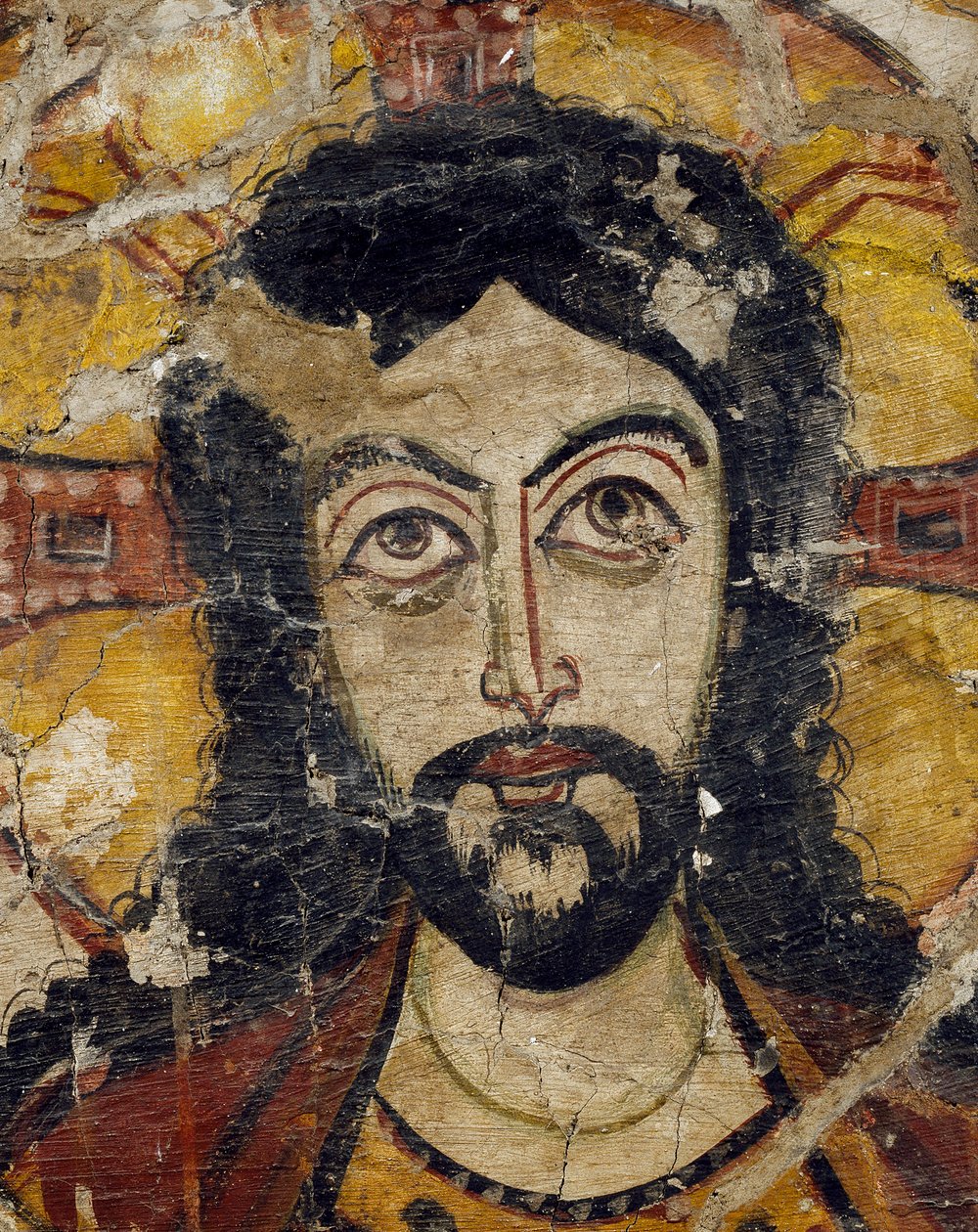 Głowa Chrystusa podtrzymywana przez dwa anioły, VI-VII w. (detal z 922031) autorstwa Coptic Coptic