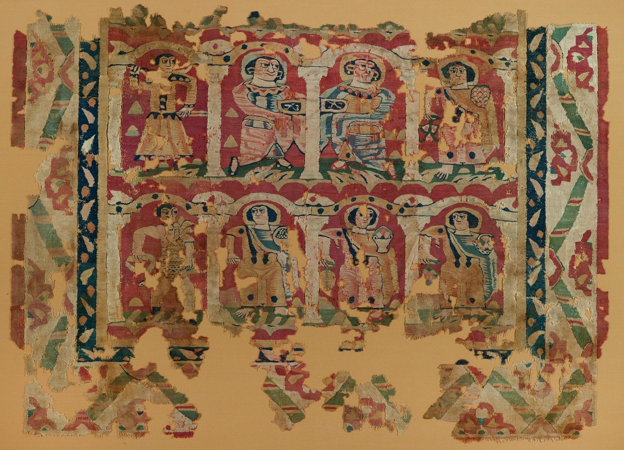 Fragmenty tkaniny w splocie gobelinowym, VI-VIII w. (tekstylia) autorstwa Coptic Coptic