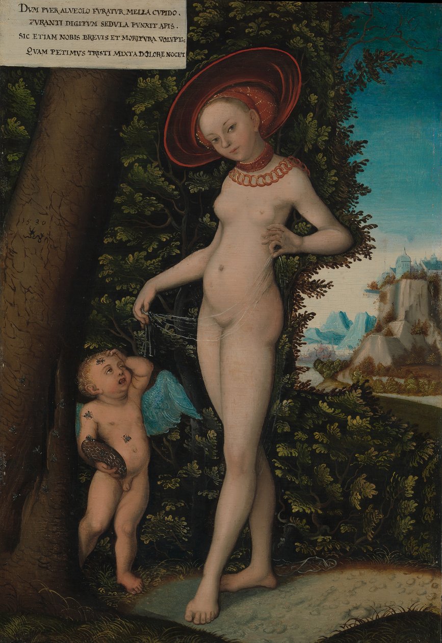 Wenus z Kupidynem Złodziejem Miodu, ca. 1580-1620. autorstwa Copy after Lucas Cranach the Elder