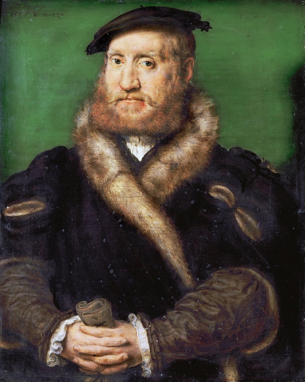 Renesans : Portret brodatego mężczyzny w futrze par Corneille de Lyon (1500/10-1575) autorstwa Corneille de Lyon