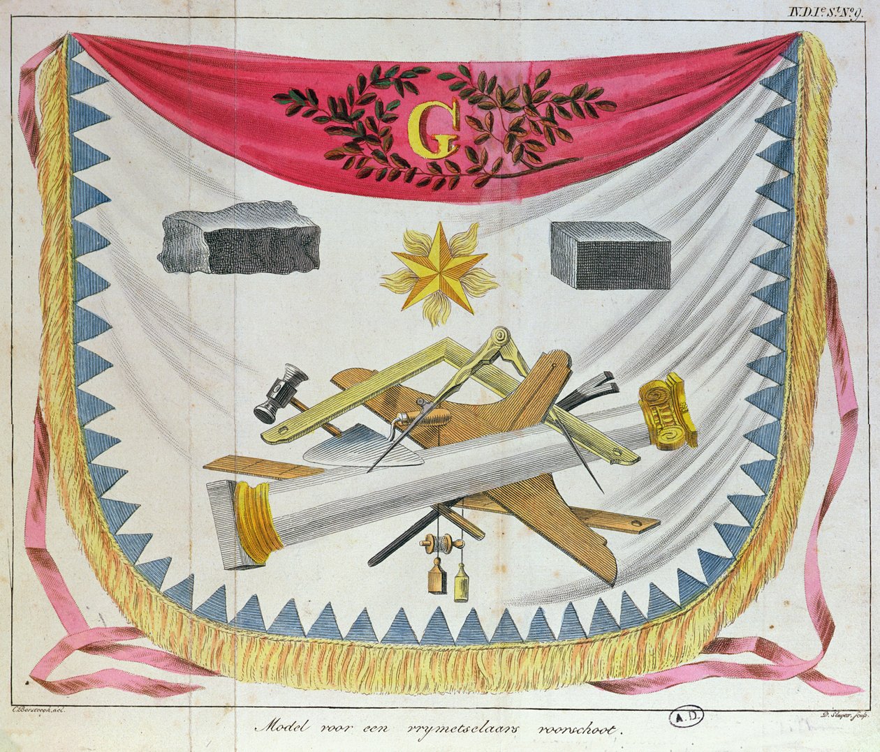 Fartuch masoński, 1826 autorstwa Cornelis Borsteegh