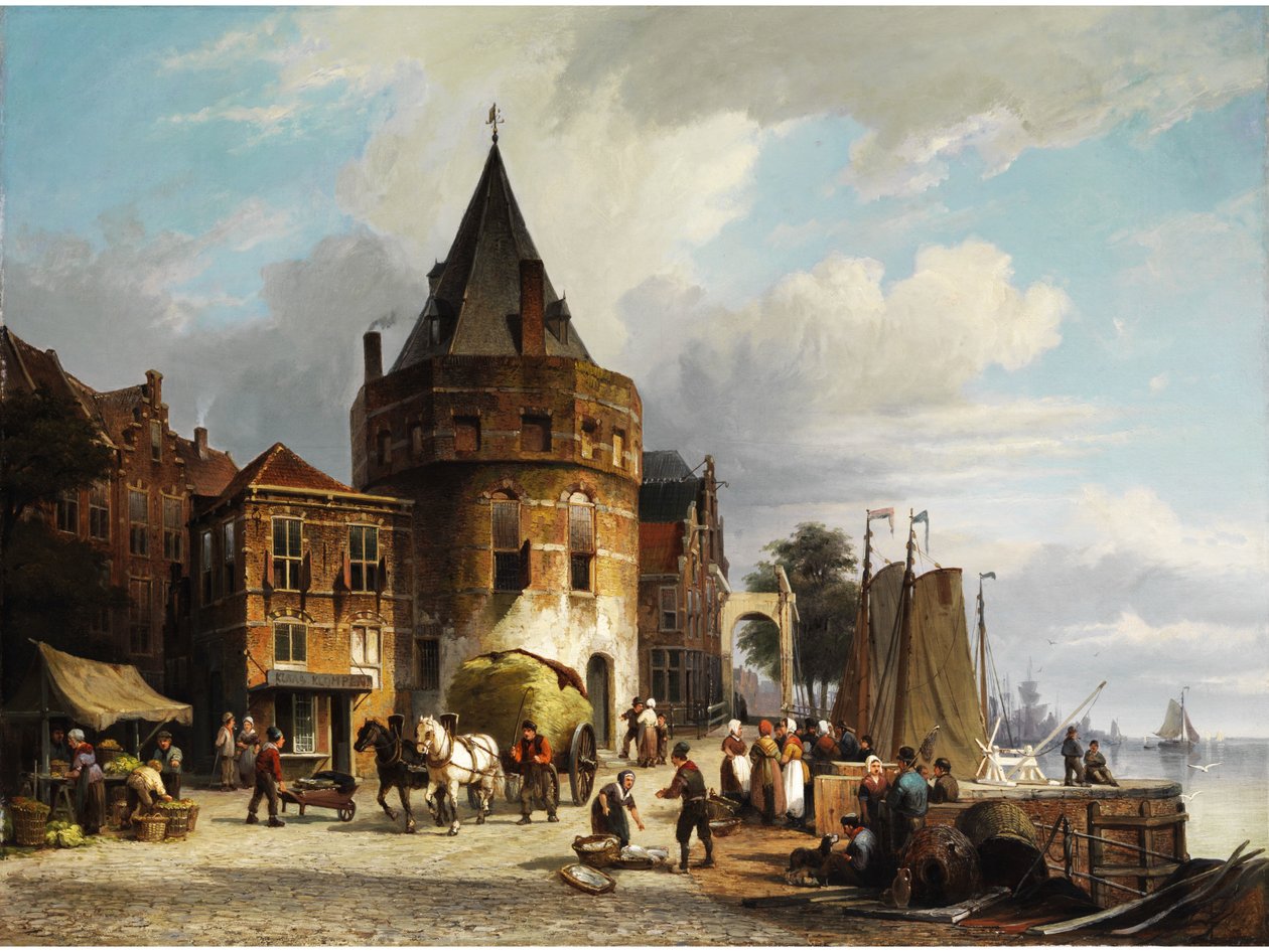 Krzycząca burza w Amsterdamie autorstwa Cornelis Christiaan Dommersen