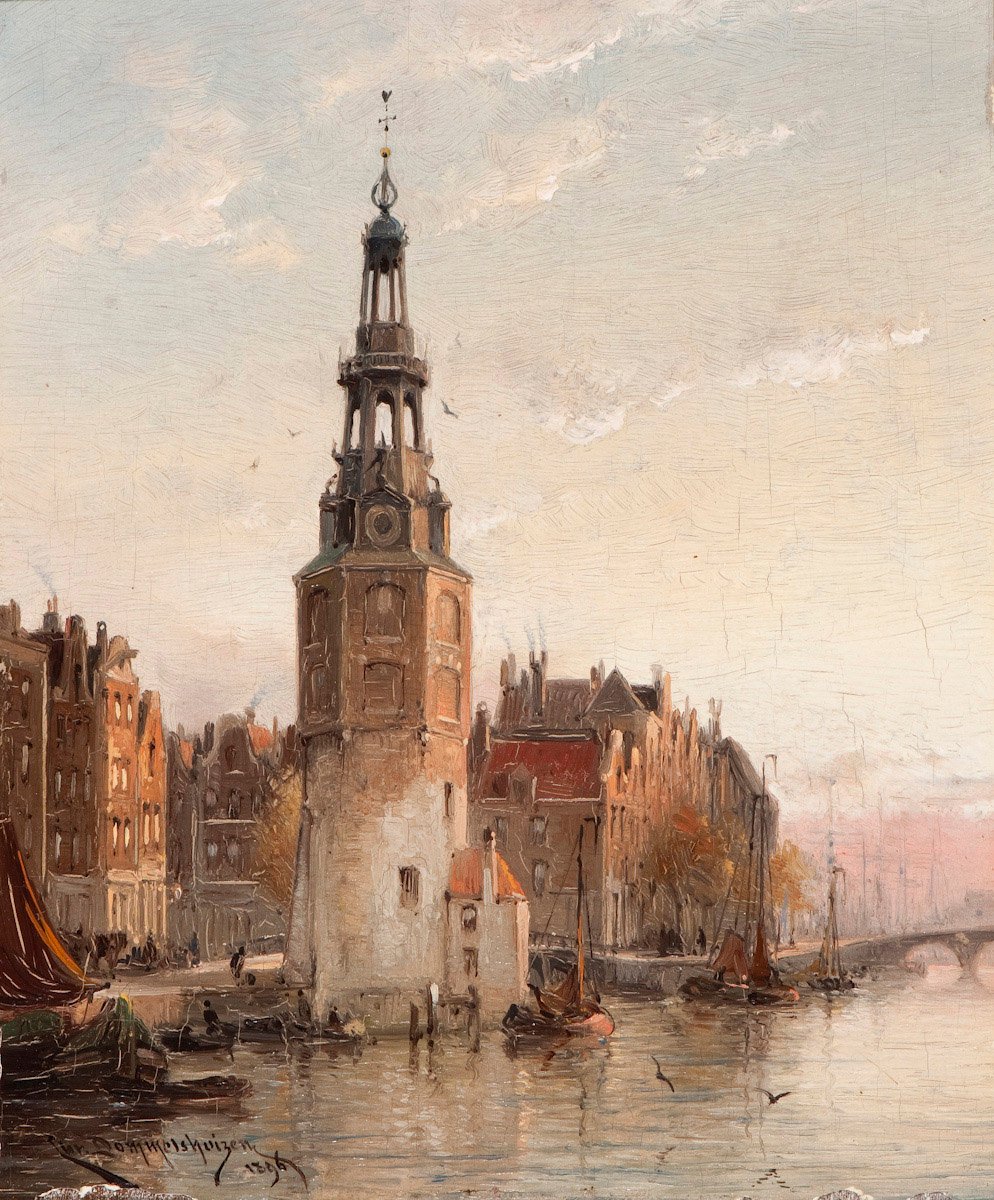 Wieża Montelbaan w Amsterdamie. autorstwa Cornelis Christiaan Dommersen