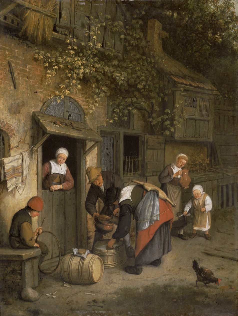 Sprzedawca mleka, 1679 (panel) autorstwa Cornelis Dusart