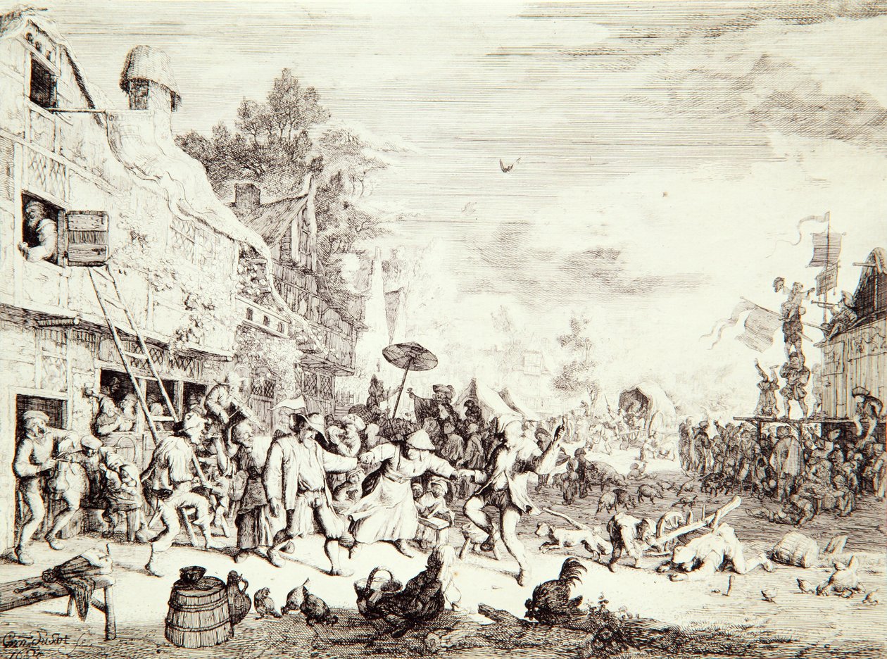 Jarmark Wiejski, 1685 autorstwa Cornelis Dusart