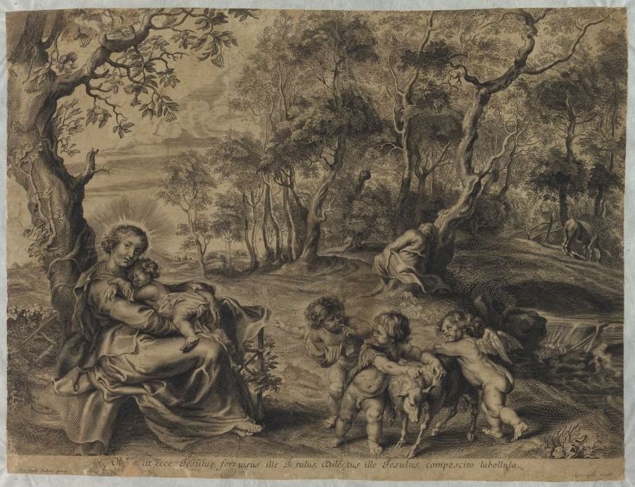 Reszta Świętej Rodziny z Janem Chrzcicielem autorstwa Cornelis Galle the Elder
