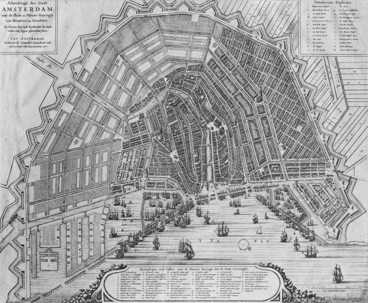 Mapa Amsterdamu, 1662 autorstwa Cornelis I Danckerts