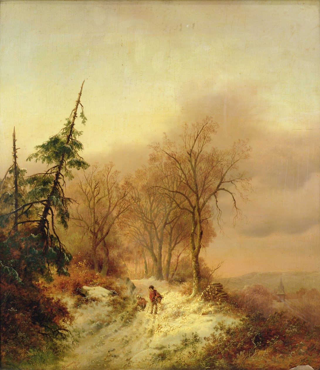 Zimowa scena z postaciami autorstwa Cornelis Kruseman