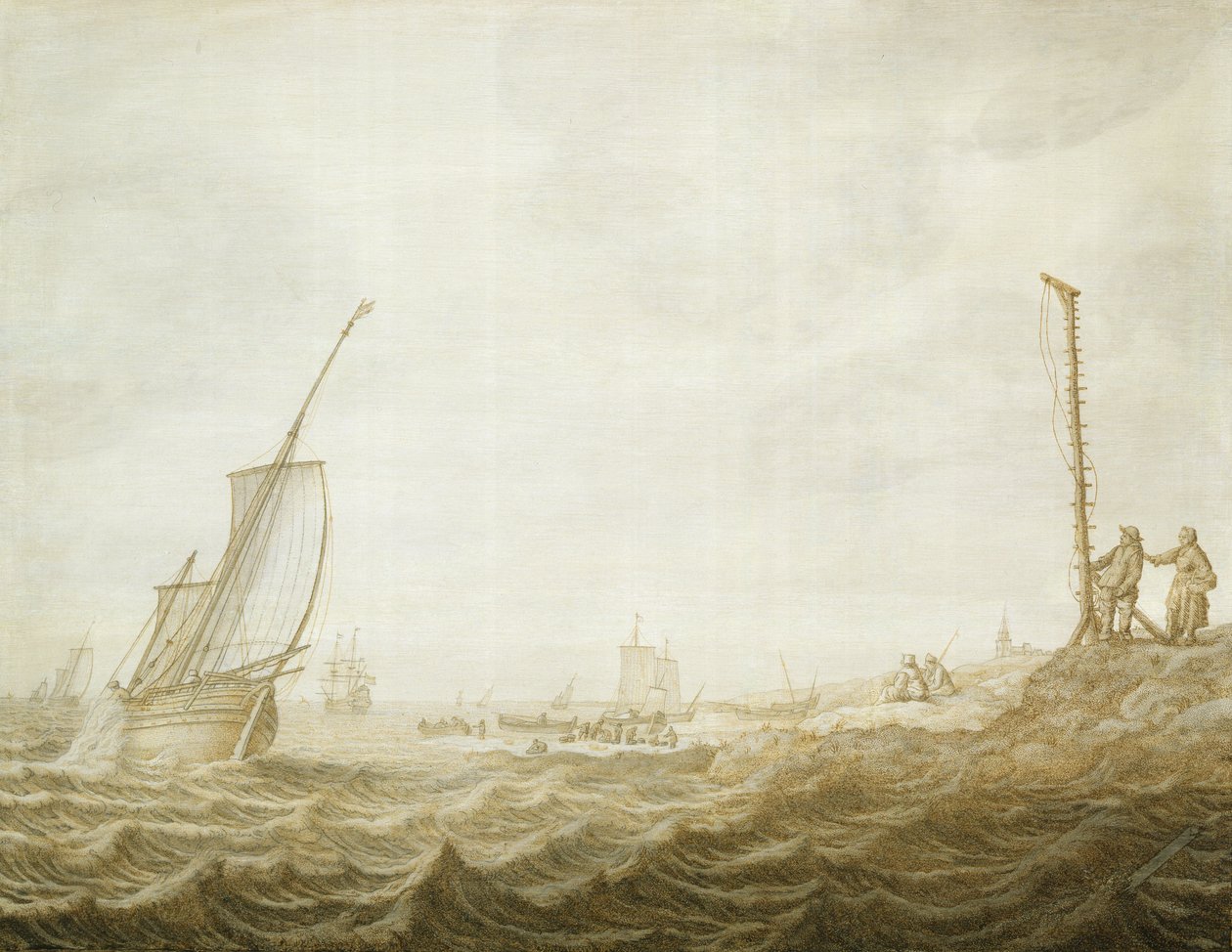 Gritisaille sceny nadmorskiej z postaciami autorstwa Cornelis Pietersz. de Mooy