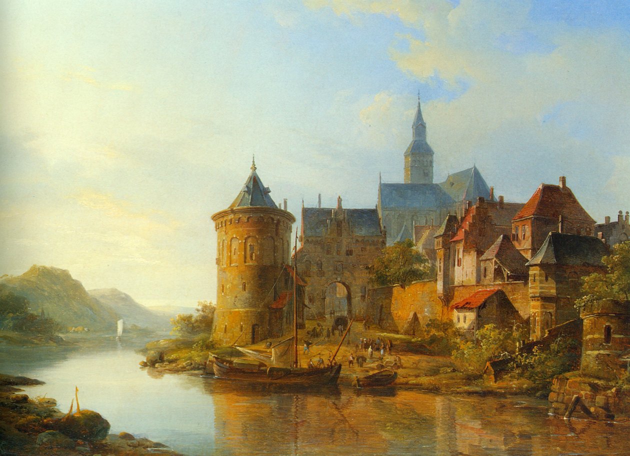 Widok na miasto nad Renem autorstwa Cornelis Springer