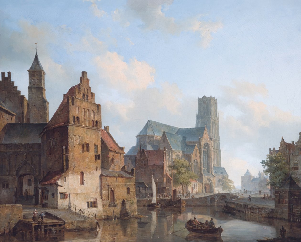 Widok na kościół Delftse Vaart i Saint Laurens, Rotterdam autorstwa Cornelis Springer