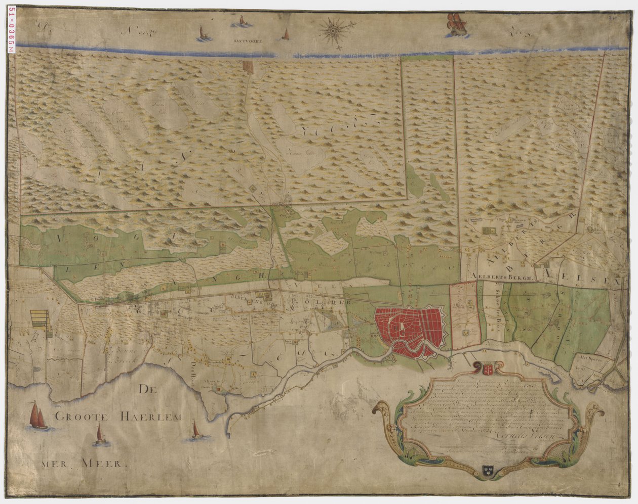 Mapa Haarlemu i okolic autorstwa Cornelis Velsen