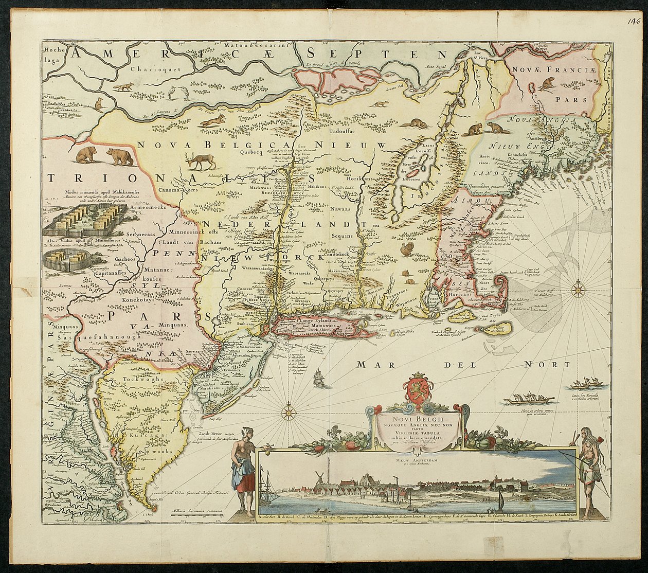 Novi Belgii, 1651 (litografia barwna) autorstwa Cornelis Visscher