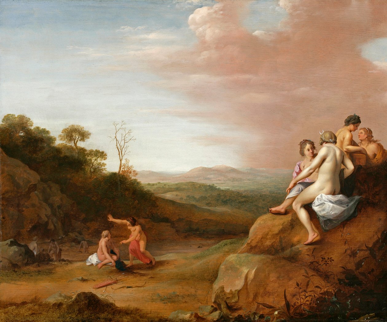 Diana i jej nimfy z odkryciem Callisto autorstwa Cornelis van Poelenburgh or Poelenburch