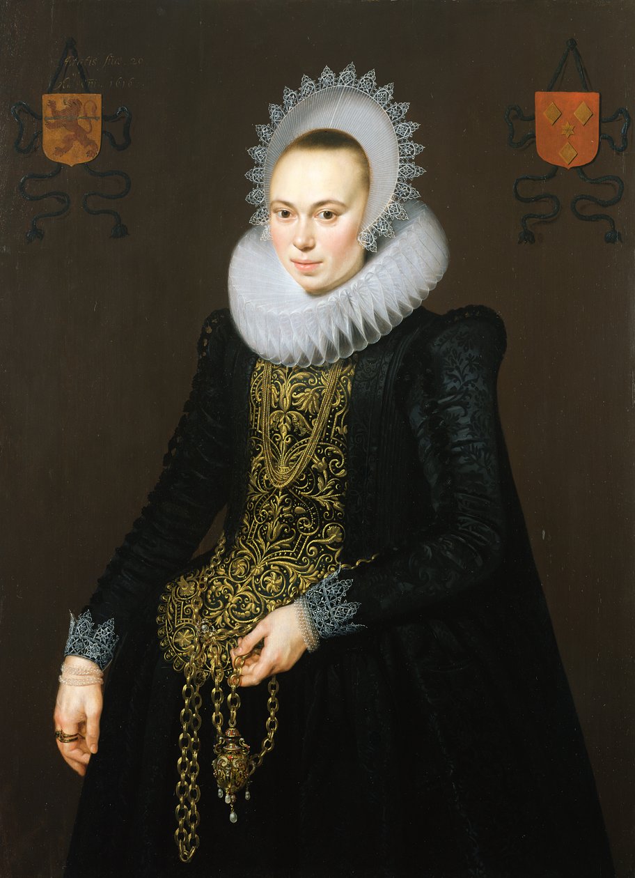 Portret Justiny van Teylingen, 1616 (patrz 307901 dla pary) autorstwa Cornelis van der Voort