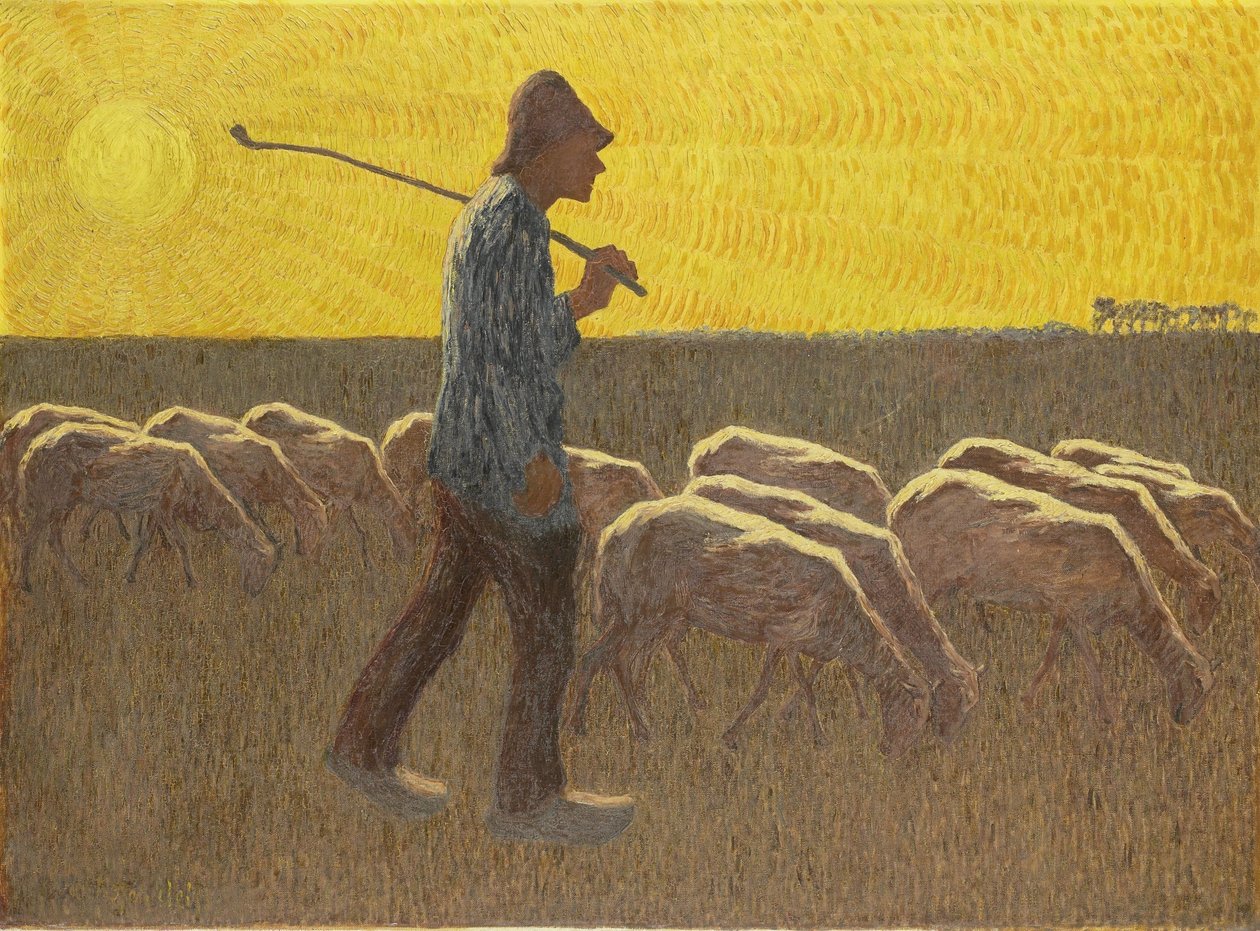 Pasterz z owcami, ok.1920 (olej na płótnie) autorstwa Cornelis Albert van Assendelft