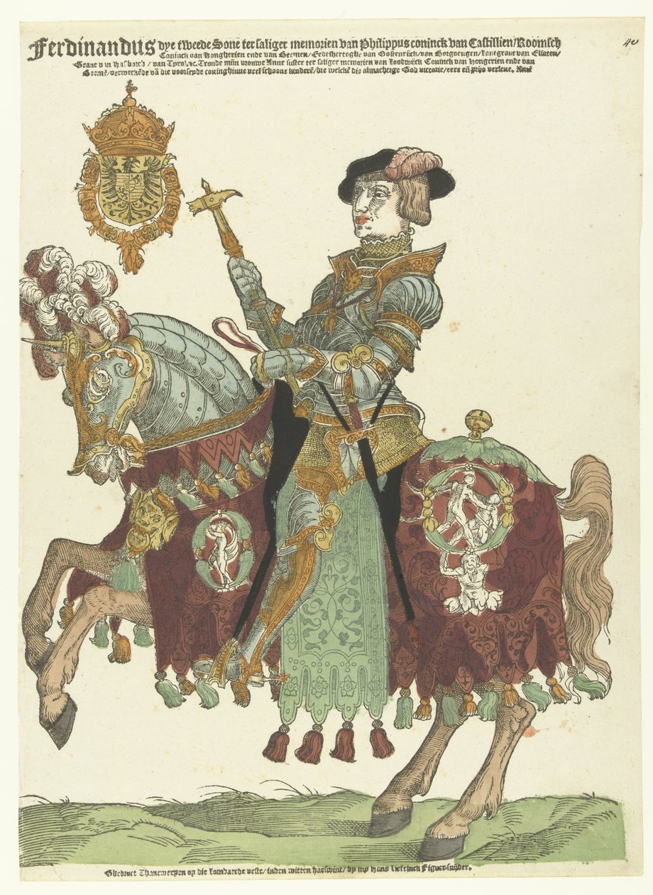 Portret Ferdynanda I Austriackiego na koniu autorstwa Cornelis Anthonisz. (manner of)