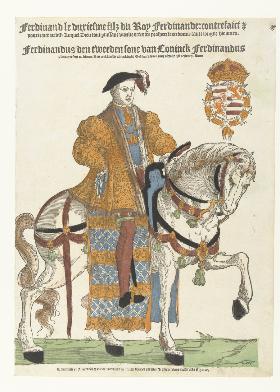 Portret Ferdynanda Tyrolskiego na koniu autorstwa Cornelis Anthonisz. (manner of)