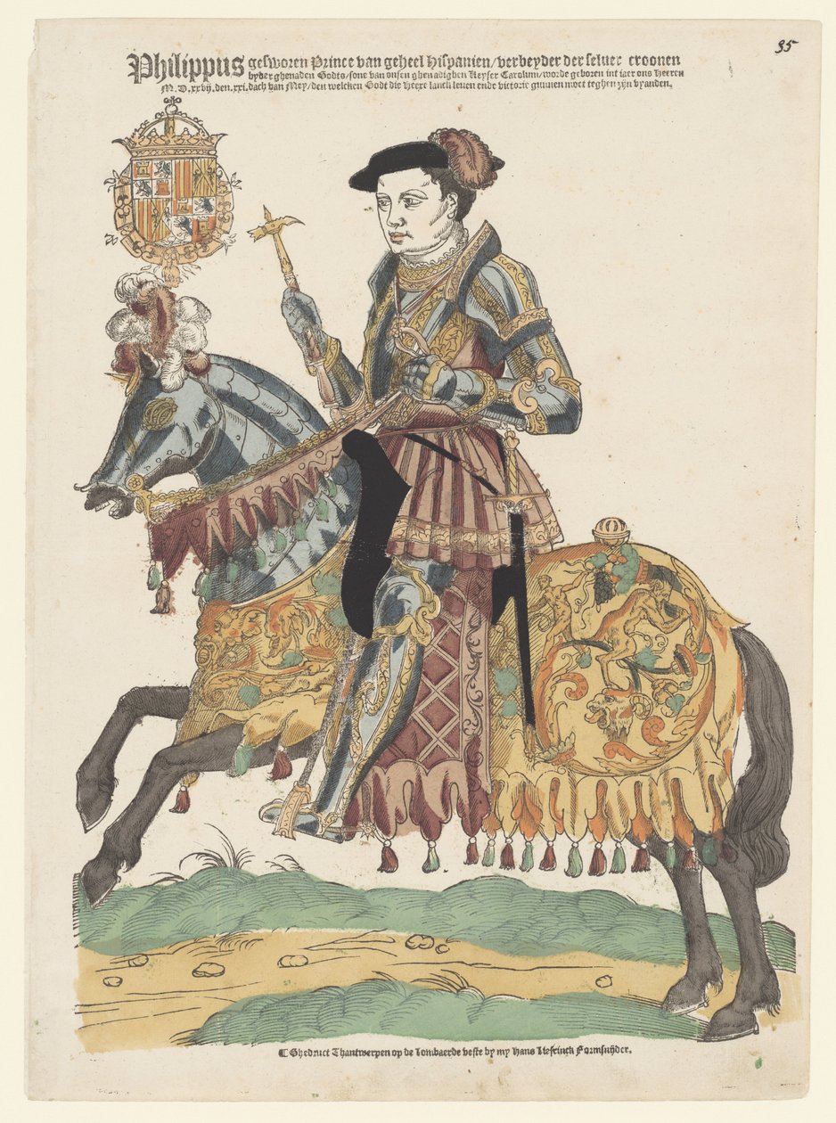 Portret Filipa II na koniu autorstwa Cornelis Anthonisz. (manner of)