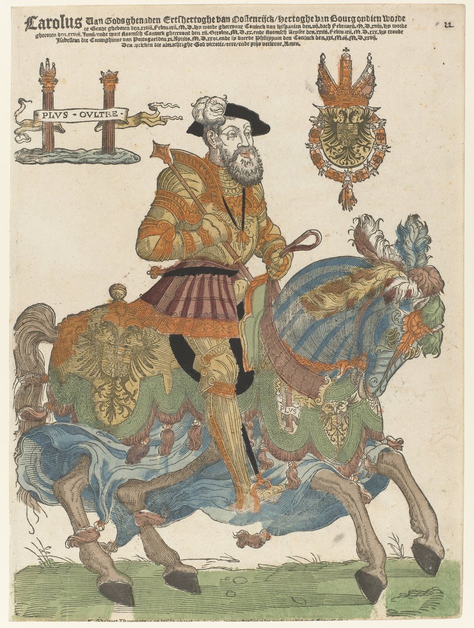 Portret Karola V na koniu autorstwa Cornelis Anthonisz. (manner of)