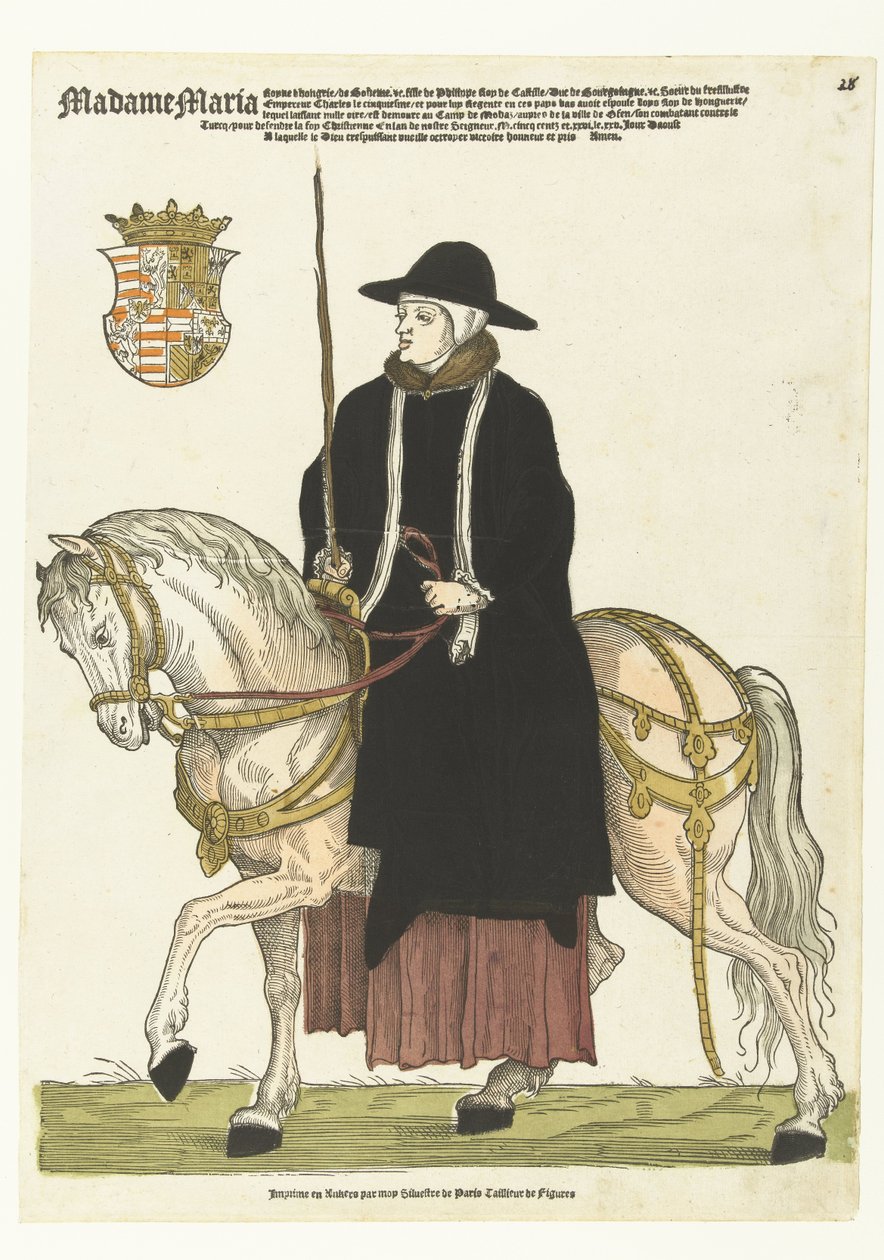Portret Marii Węgierskiej na koniu autorstwa Cornelis Anthonisz. (manner of)