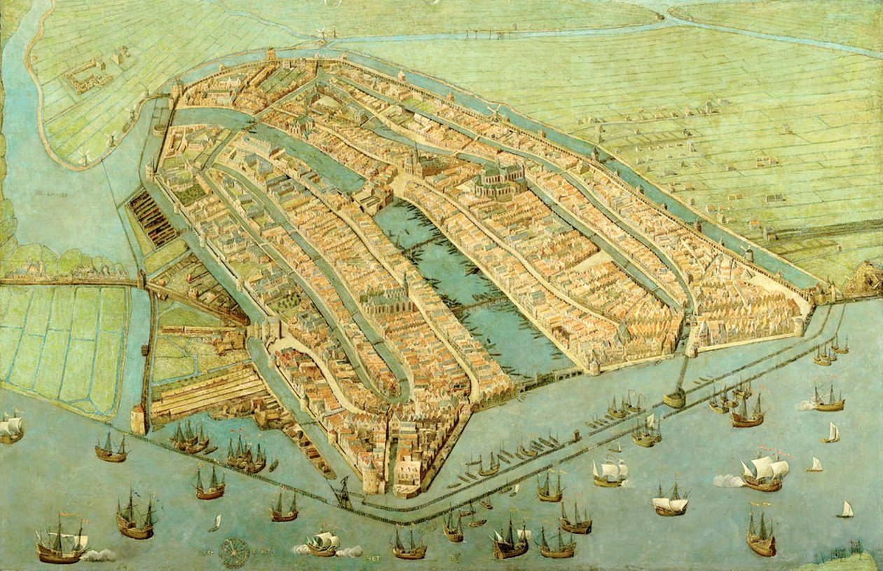 Widok Amsterdamu z lotu ptaka autorstwa Cornelis Anthonisz.