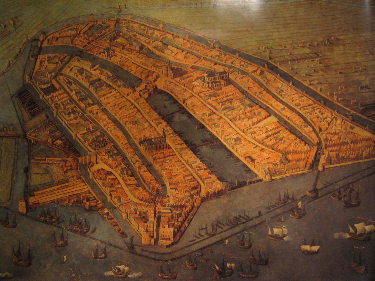 Widok Amsterdamu z lotu ptaka autorstwa Cornelis Anthonisz.