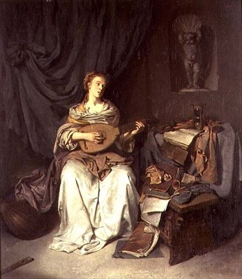 Dziewczynka śpiewająca i grająca na lutni autorstwa Cornelis Pietersz Bega