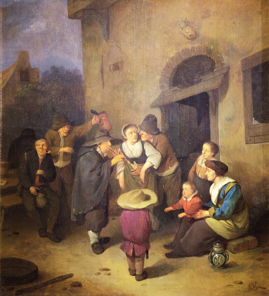 Muzycy uliczni (olej na panelu) autorstwa Cornelis Pietersz Bega