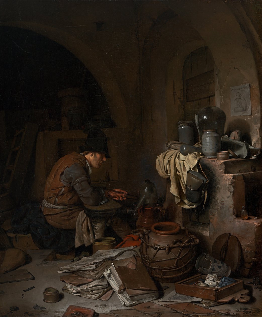 Alchemik, 1663. autorstwa Cornelis Pietersz Bega
