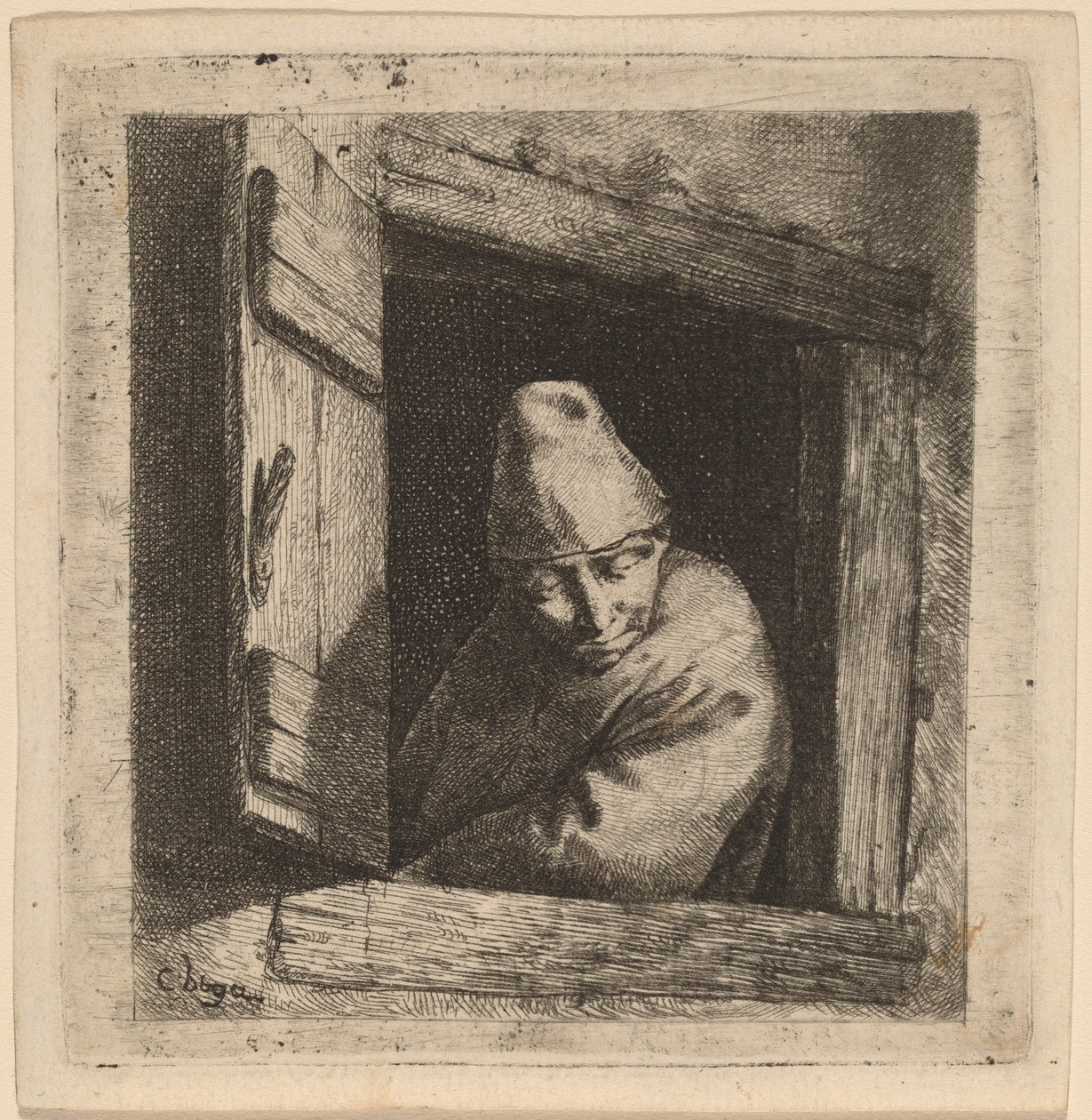 Chłop w oknie autorstwa Cornelis Pietersz Bega