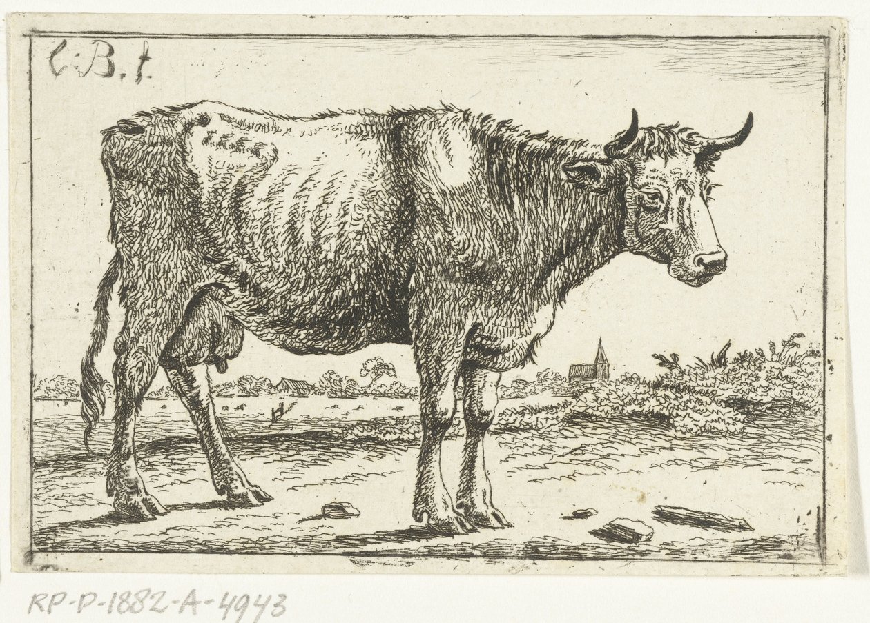 Krajobraz z krową autorstwa Cornelis  Bisschop
