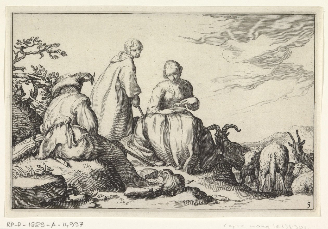 pasterze owiec Cztery sceny duszpasterskie (tytuł serii) autorstwa Cornelis Bloemaert (II) (possibly)
