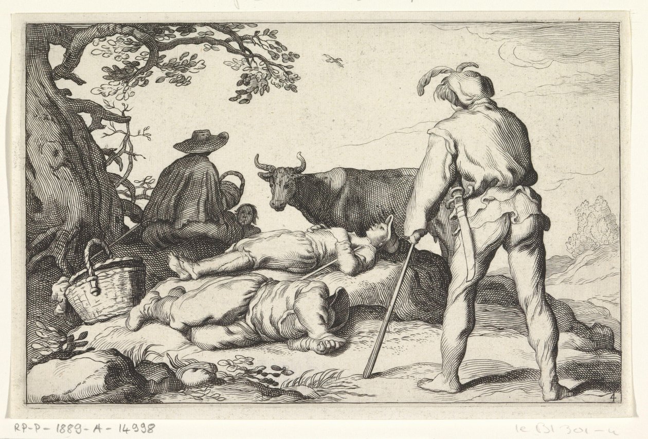 pasterze Cztery sceny duszpasterskie (tytuł serii) autorstwa Cornelis Bloemaert (II) (possibly)