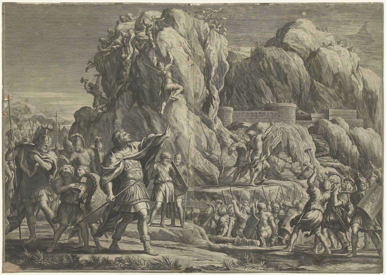 Aleksander Wielki zdobywa miasto Petra autorstwa Cornelis Bloemaert (II)
