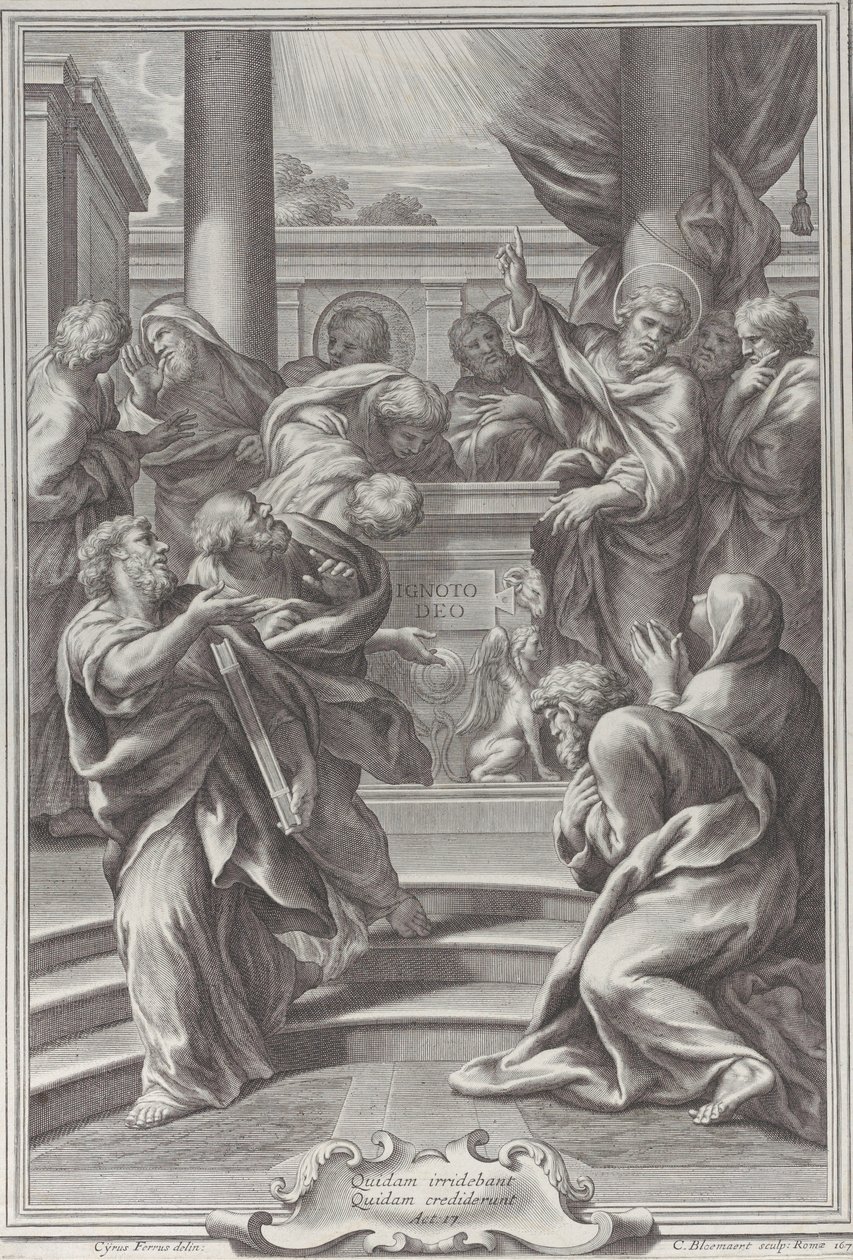 Głoszenie św. Pawła w Atenach, 1679. autorstwa Cornelis Bloemaert
