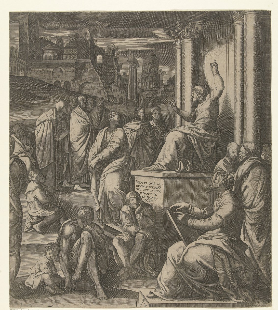 Chrystus przemawia do ludzi autorstwa Cornelis Bos (possibly)