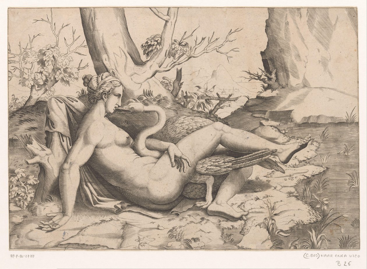 Leda i łabędź autorstwa Cornelis Bos (possibly)