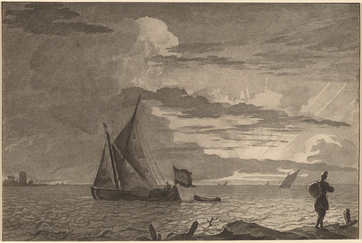 Rybak z plecakiem na ramieniu, 1779, wydanie 1781. autorstwa Cornelis Brouwer