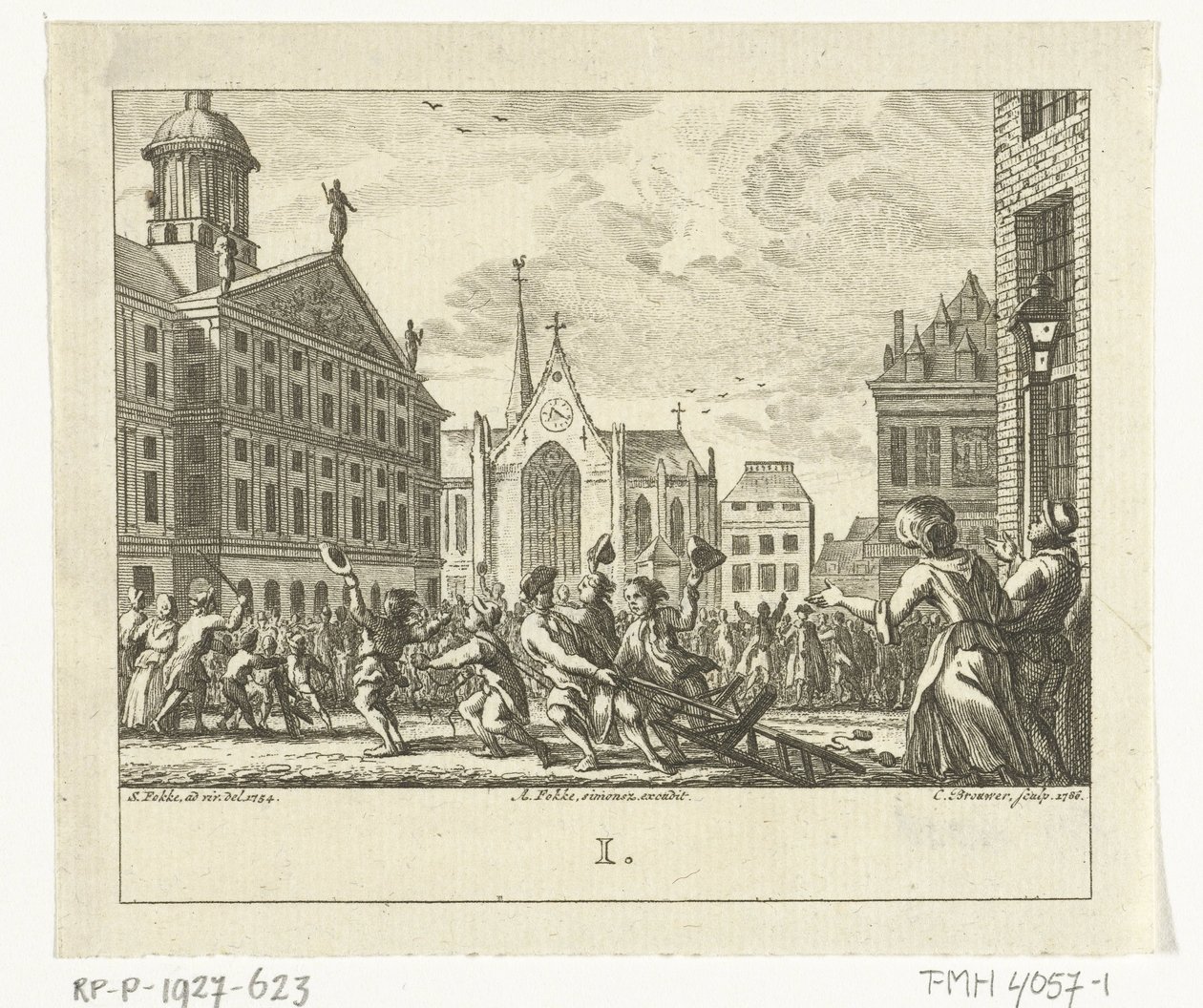 Bunt na pogrzebie Daniela Raapa na placu Dam w Amsterdamie w 1754 r autorstwa Cornelis Brouwer