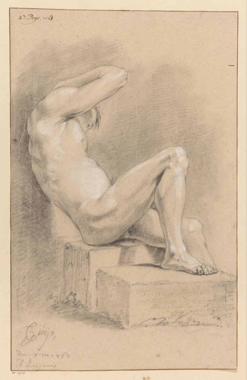 Siedzący mężczyzna nago, widok z boku (3 nagroda 1767) autorstwa Cornelis Buys