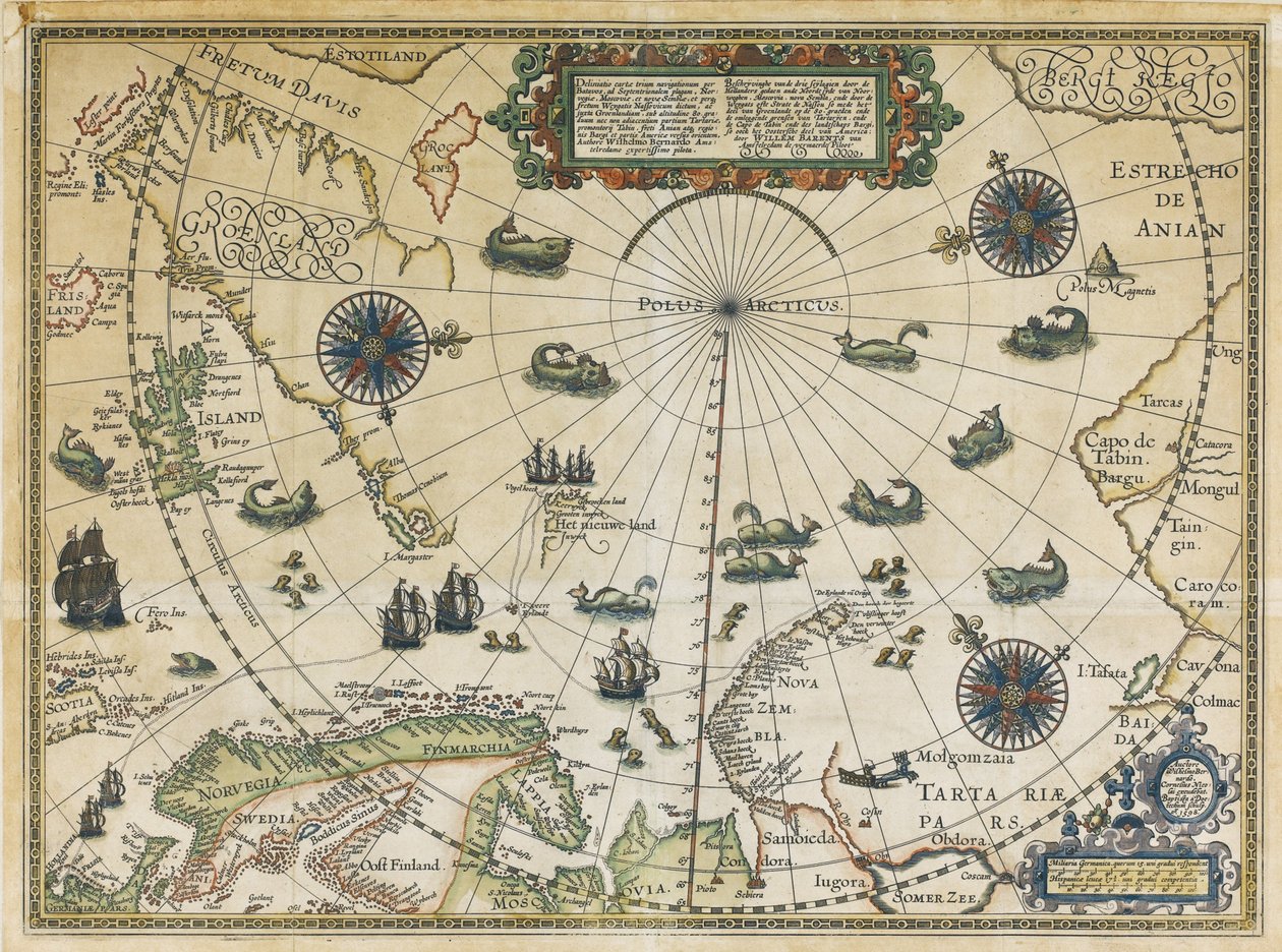 Mapa III rejsu Willema Barentsza, 1598 autorstwa Cornelis Claesz