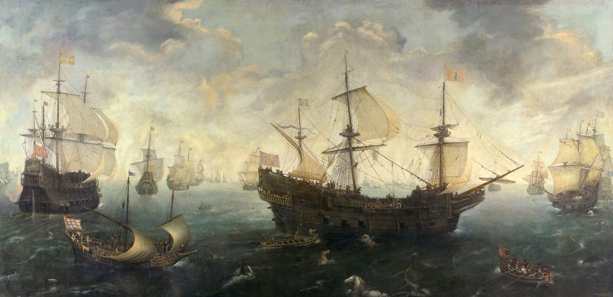 Hiszpańska Armada u wybrzeży Anglii, ok. 1620-1625 autorstwa Cornelis Claesz Wieringen van