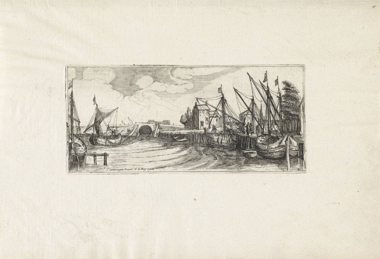Widok na port z zamkiem Krajobrazy (tytuł serii) autorstwa Cornelis Claesz van Wieringen (possibly)